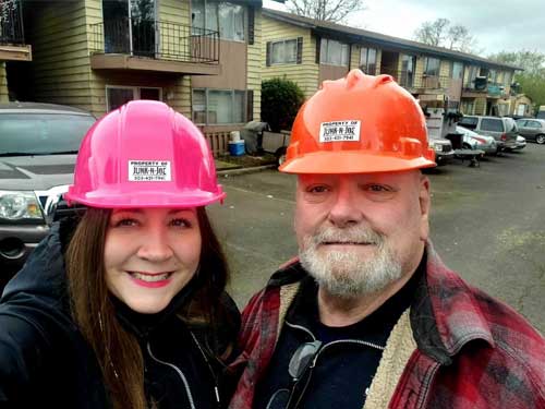 Image: Joe And Gloria Checking On Junk Out And Interior Demo Job Of 100 Individual Units In Tigard, OR To Prep For Remodel Of Apartments For Client